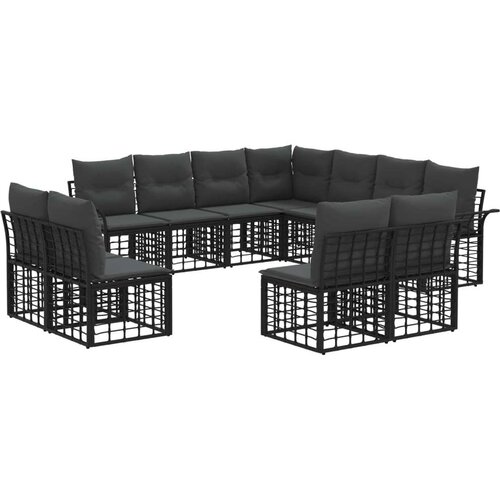  Set vanjskih sofa s jastukom 11 pcs Crna i tamno siva Poliester Cijene