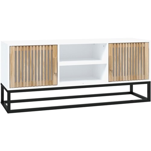 Maison Chic TV omarica - TV stojalo - Televizijska omarica bela 105x30x45 cm inženirski les in železo, (21700282) Slike