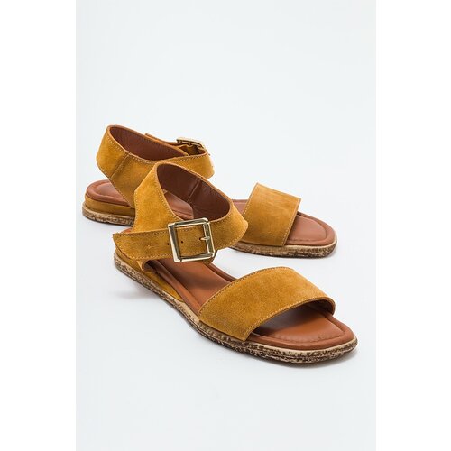 LuviShoes 713 Women's Sandals From Genuine Leather and Mustard Suede. Cene