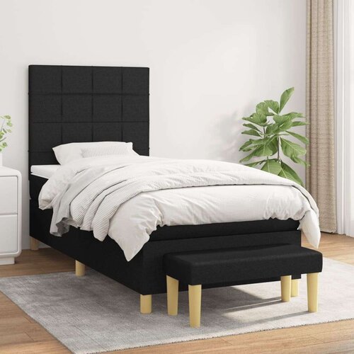  Box spring postelja z vzmetnico črna 100x200 cm blago, (20791657) Slike