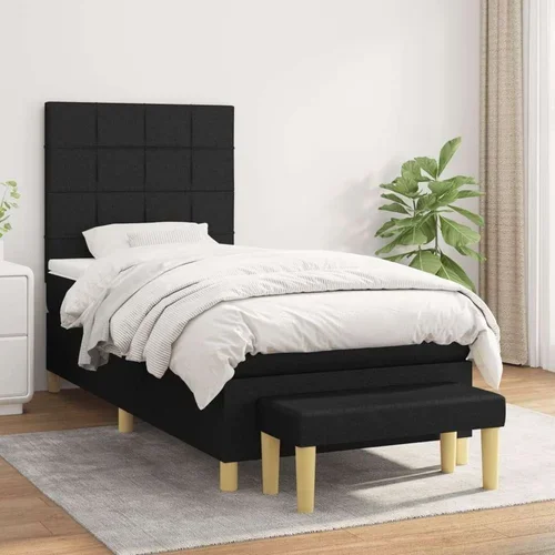  Box spring postelja z vzmetnico črna 100x200 cm blago, (20791657)