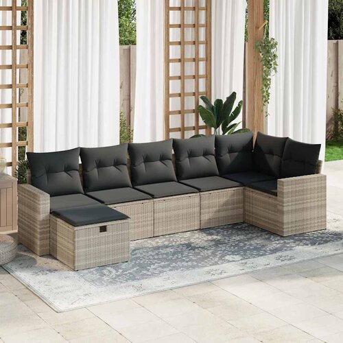 vidaXL 7-dijelni set vrtnih sofa svjetlosivi od poliratana Cijene