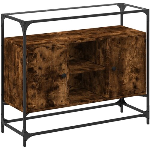 Maison Chic Komoda - Predalnik s stekleno ploščo dim. hrast 98x35x81cm inženirski les, (21720141) Cene