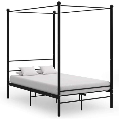  Za krevet s nadstrešnicom crni metalni 140 x 200 cm Cene