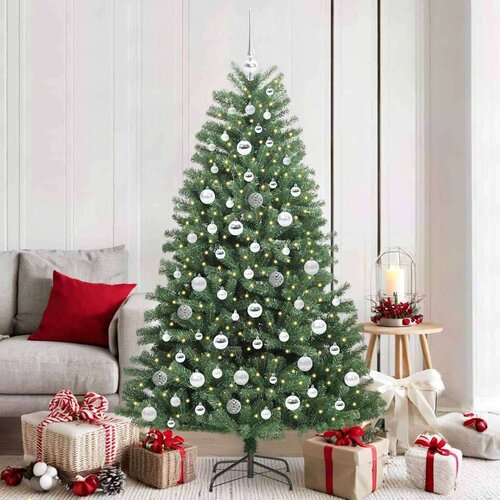 vidaXL Umjetno božićno drvce s nogom Zelena 180 cm PVC i metal Cene