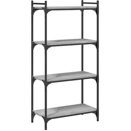  Regal za knjige s 4 razine siva boja hrasta 60x30x120 cm drveni Slike