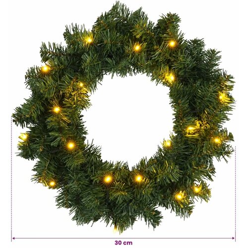  Božićni vijenac Zelena &amp;Oslash; 30 cm PVC 25 LED lampica - Zelena 30 cm s LED svjetlima Slike