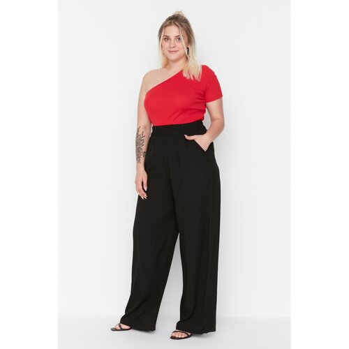 Trendyol Curve Black Woven Viscose Trousers Slike