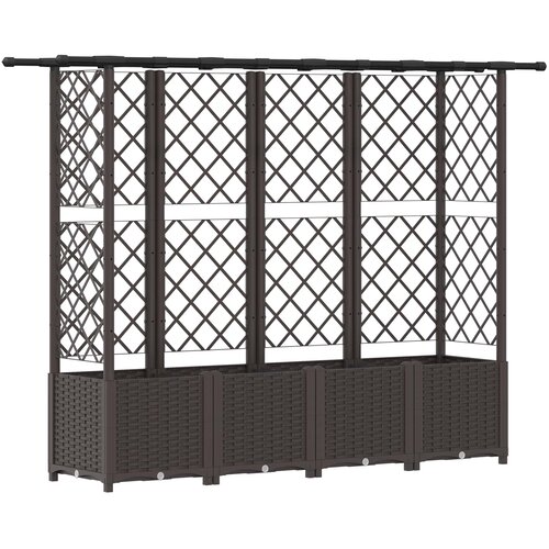 VidaXL Povi&amp;scaron;eni krevet s mrežom i krovom Smeđa 203 x 40 x 136 cm PP - Smeđa 203 x 40 x 138 cm s ravnim krovom (2 bočna mreža) Slike