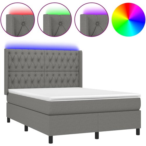 Maison Chic Box spring postelja - Vzmetna postelja z vzmetnico LED temno siva 140x190 cm blago SL15606, (21902167) Cene