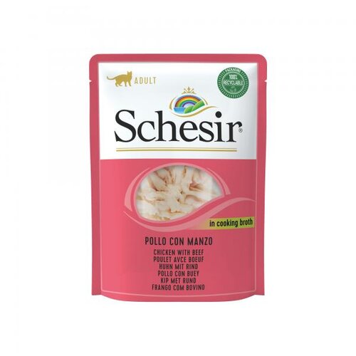 Schesir cat adult piletina & govedina preliv u sosu 70g hrana za mačke Slike