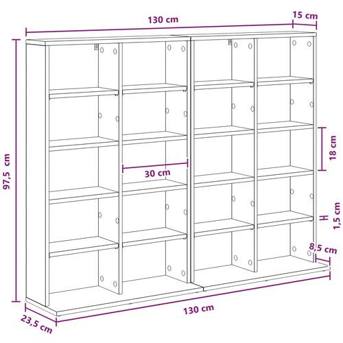 Cd ormar 2 kom. Hrast sonoma 65 x 23,5 x 97,5 cm Slike