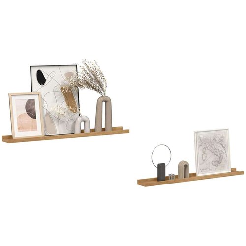  Polica na zidu 2 pcs Smeđa 80 x 9 x 3 cm Konstruirano drvo Slike