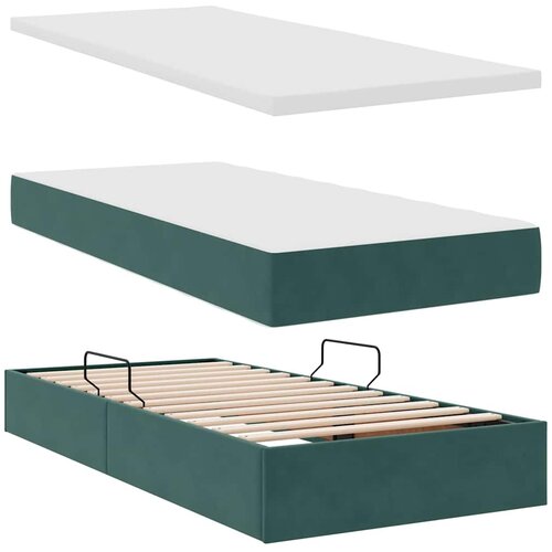  Krevet s od storage s madracem Tamnozelena 100 x 200 cm Bar&amp;scaron;un Slike