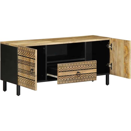 Maison Chic TV omarica - TV enota - Televizijska omarica črna 105x33,5x46 cm masivni neobdelan les Mango, (21699505) Slike