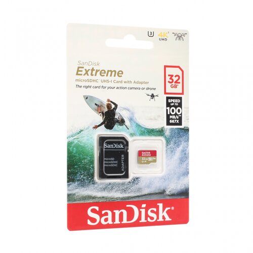 San Disk Mem. Kartica SDHC 32GB Extreme micro 100MB/s V30 UHS-I U3+ SD adaperom Cene