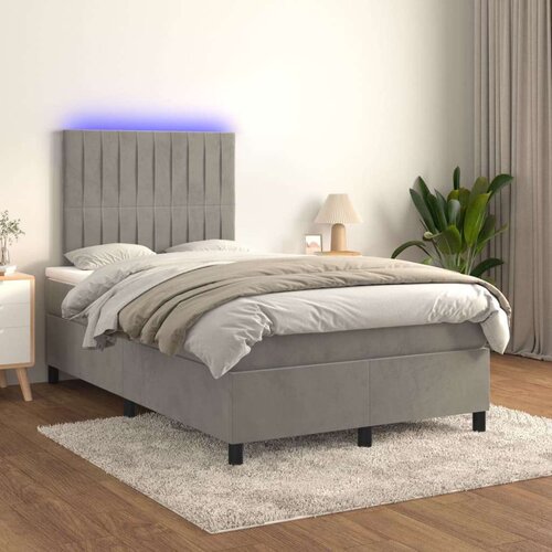  Box spring postelja z vzmetnico LED svetlo siva 120x200cm žamet, (20790442) Slike
