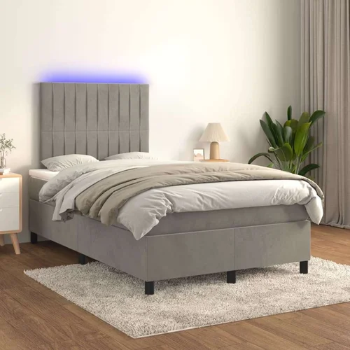  box spring s madracem LED svjetlosivi 120x200 cm baršun