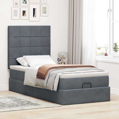 VidaXL Okvir kreveta s madracima tamnosivi 90x190cm bar&amp;scaron;unasti Slike
