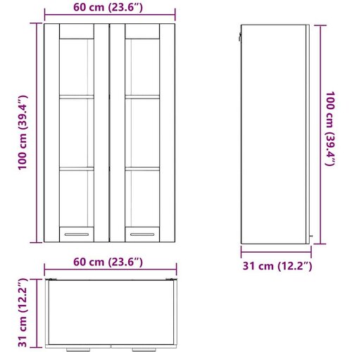 VidaXL viseći ormarić s policom riga sonoma hrast 60 x 31 x 100 cm Slike
