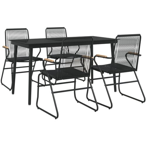  5-dijelni vrtni blagovaonski set od PVC ratana crni Slike