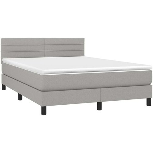  Box spring s madracem LED svjetlosivi 140x190 cm tkanina Slike