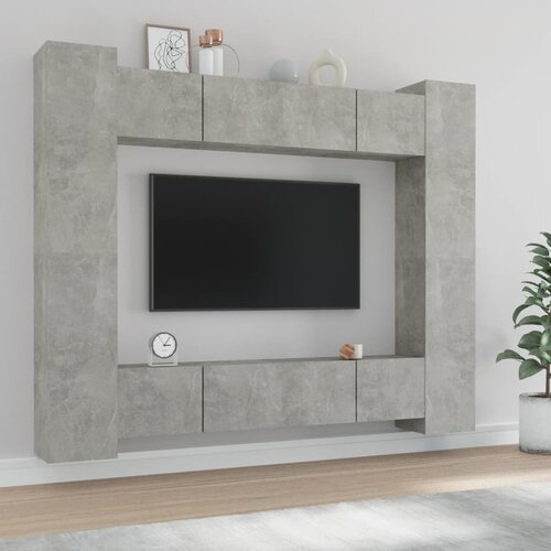 The Living Store Komplet TV omaric 8-delni betonsko siv konstruiran les - Komplet TV Omaric, (21434526) Cene