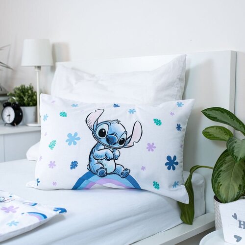 Jerry Fabrics Bela/modra bombažna otro&amp;scaron;ka posteljnina za otro&amp;scaron;ko posteljico 135x100 cm Lilo and Stitch &amp;quot;Rainbow&amp;quot; &amp;ndash; Slike