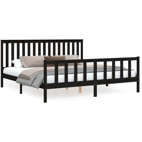  Okvir za krevet od masivnog drva crni 200 x 200 cm Slike