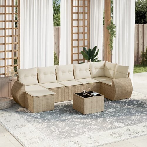 vidaXL 8-dijelni set vrtnih sofa od poliratana s jastucima bež Cijene