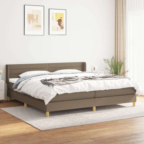  Box spring postelja z vzmetnico taupe 200x200 cm blago Slike