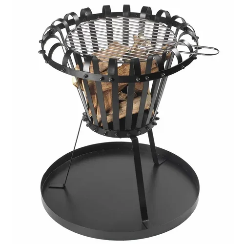 Perel Ognjišče v obliki košare s posodo za pepel okroglo črno, (20758473)