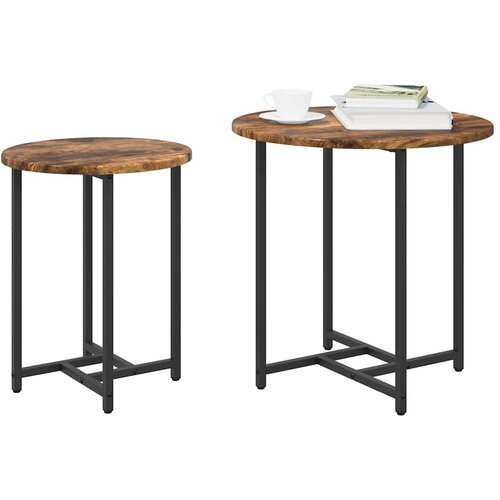  Set pomoćnih stolića 2 pcs Dimnjeni hrast i crna Slike