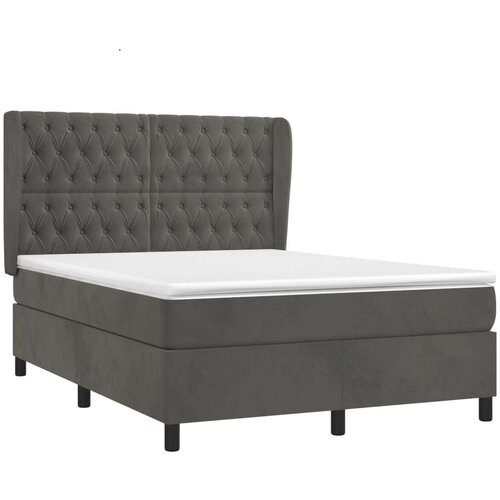 VidaXL Krevet s oprugama i madracem tamnosivi 140x190 cm bar&amp;scaron;unasti Slike