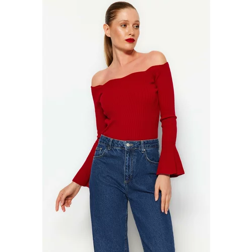 Trendyol Red Carmen Collar Knitwear Sweater