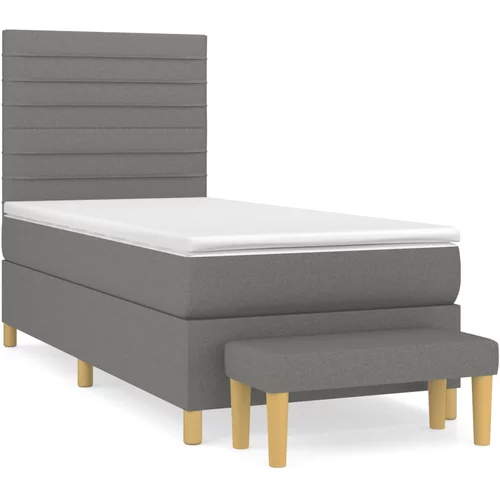 vidaXL Box spring postelja z vzmetnico temno siva 80x200 cm blago, (20900579)