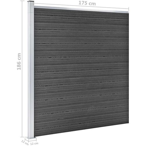  Set panela za ogradu WPC 699 x 186 cm crni Slike