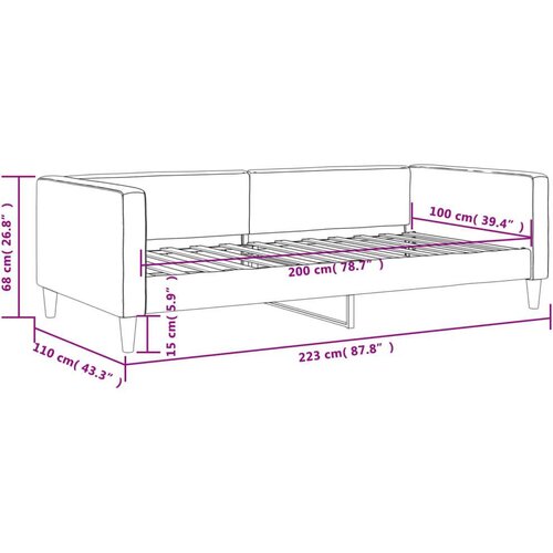 vidaXL Dnevni krevet crni 100 x 200 cm od tkanine Cene