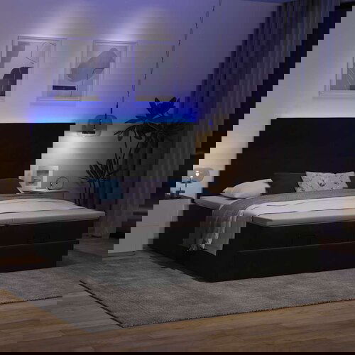 vidaXL Otomanski okvir kreveta s madracima crni 200x200cm baršunasti Cijene