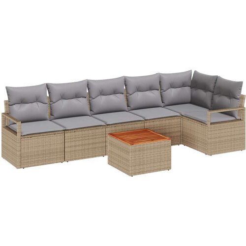  Set od 7 komada za vrtni kauč s jastučićima Bež poliratan Acacia  2-sjedalni vrtni kauč s jastučićima Bež poliratan Cijene