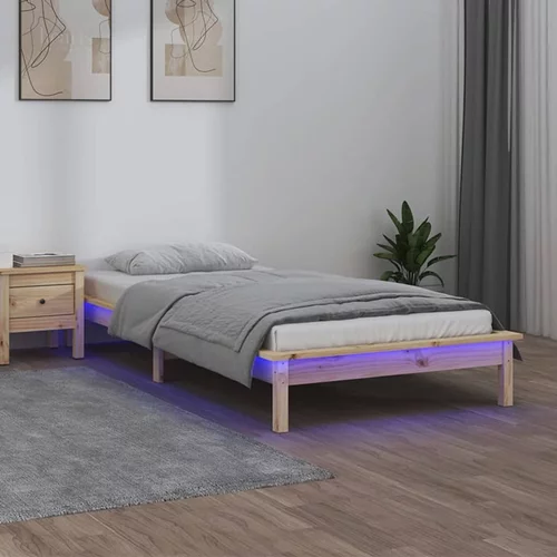 vidaXL LED posteljni okvir 90x200 cm trden les