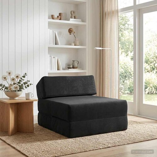 SOFA na razvlačenje Crna 60 x 70 x 41 cm Tkanina Slike