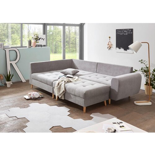 MID.YOU TABURE, tekstil, leseni material svetlo siva Slike