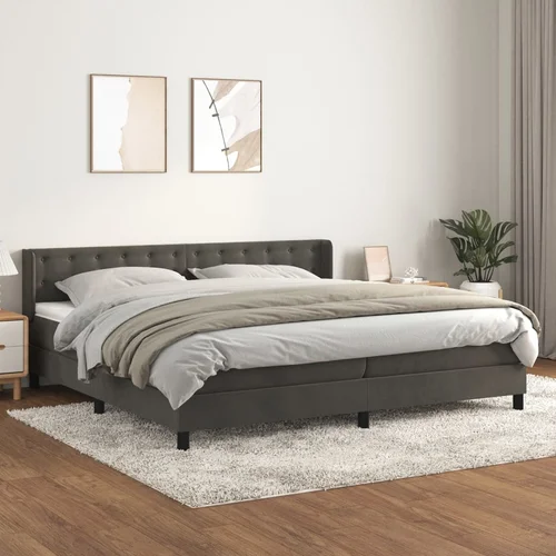 The Living Store Box spring postelja z vzmetnico temno siva 200x200 cm žamet - Box Spring Postelja, (21488876)