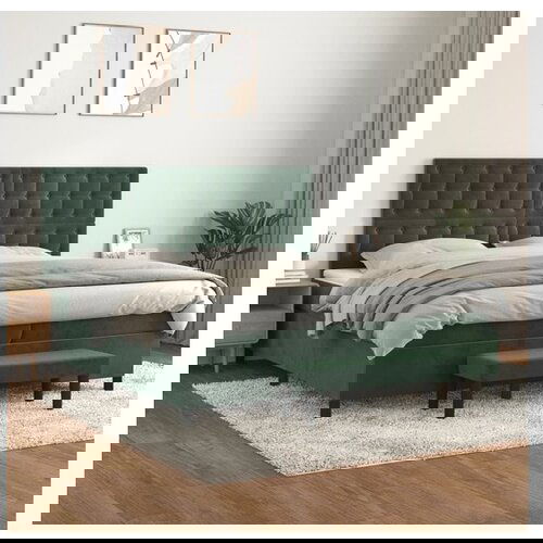 VidaXL Box spring postelja z vzmetnico temno zelena 200x200 Slike