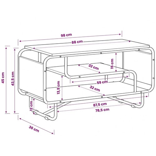  TV stalak 98 x 36 x 45 cm Siva Sonoma Konstruirano drvo - Siva Sonoma 98 x 36 x 45 cm Slike
