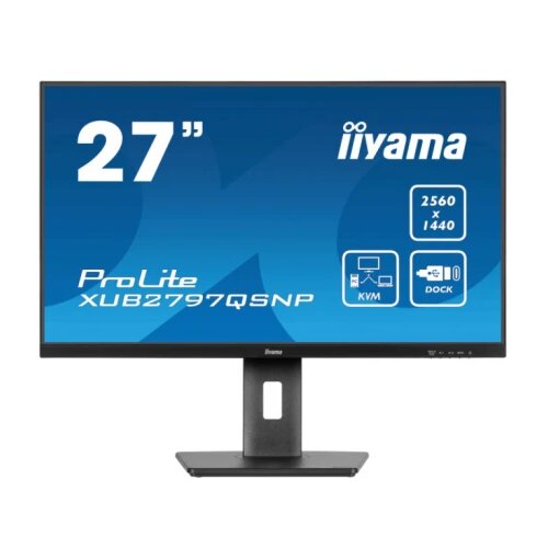 Iiyama 27" ips-panel, 2560x1440, 15cm height adj. stand, usb-c dock (96W pd, lan, dp-out, USB3x3.2+1xC(15W)) 1ms, 300cd/m², speakers, usb-c, kvm, hdmi, displayport Cene