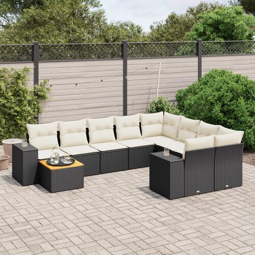 vidaXL 10-dijelni set vrtnih sofa s jastucima crni od poliratana Cijene