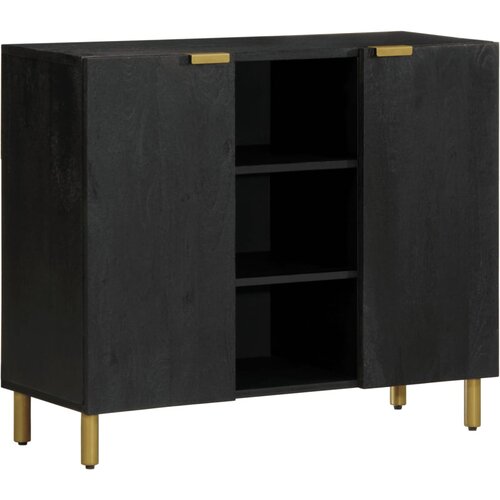 vidaXL Komoda črn 90x33x75 cm inženirski les Cene