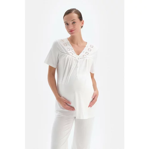 Dagi Maternity Pajama Set - White